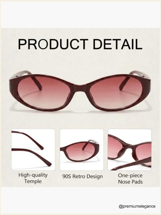 Retro Oval Sunglasses for Women - Small Chic 90s Style Lightweight UV400 main image 6